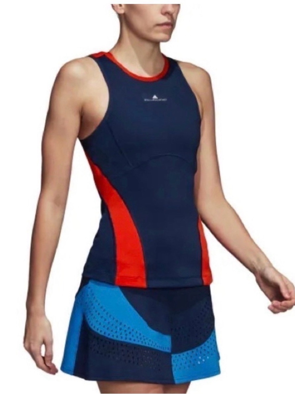 Adidas by Stella McCartney Navy and Red Workout Tank